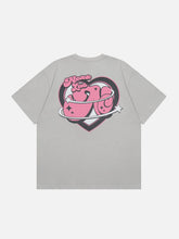 Heart Irregular Letters Print Tee